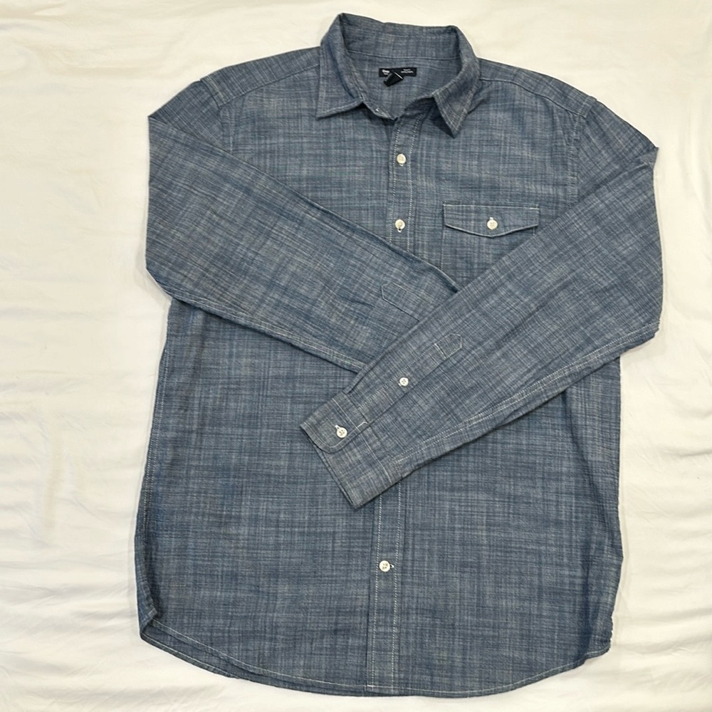 Mens long sleeve “Denim” Button-down, Large Slimfit